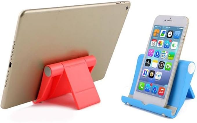 JUSDIQIR Cell Phone Stand for Desk Foldable Cell Phone Holder Desk Tablet Holder Mobile Phone Dock, Multi-Angle Universal Adjustable Tablet Dock Compatible with Most Cell Phones (Red)