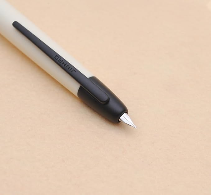 JINHAO 20 Press Fountain Pen, Retractable Capless Resin Pen with Ink Converter (EF Nib 0.4mm, Ivory White)
