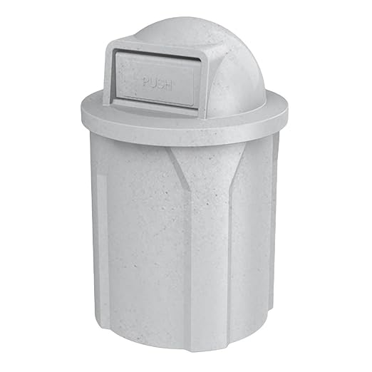 Campus Collection 42 Gallon Circle 100% Recycled Plastic Heavy Duty Outdoor Commercial Trash Can with Push Open Dome Lid and Internal Liner | Great for Schools and Businesses - Light Granite