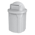 Campus Collection 42 Gallon Circle 100% Recycled Plastic Heavy Duty Outdoor Commercial Trash Can with Push Open Dome Lid and Internal Liner | Great for Schools and Businesses - Light Granite