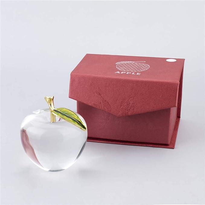 H&D HYALINE & DORA H&D Unique Crystal Apple Figurine Paperweight,Art Glass Apple Collectible Figurines Best for Lucky Christmas Eve Gifts/Great Wedding Decor Gifts