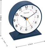Tinload 4.5" Antique Retro Analog Alarm Clock, Small Silent Bedside Desk Clock with Manual Light, Battery Operated, Snooze, for Living Room, Bedroom, Bedside, Desk(Blue)