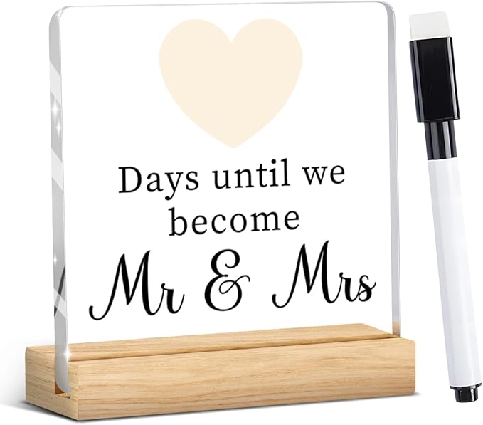 Wedding Engagement Gifts for Couples, Funny Wedding Countdown Acrylic Sign, Cute Engagement Gift for Newly Engaged Fiance, Bride to Be Gifts Ideas A 11