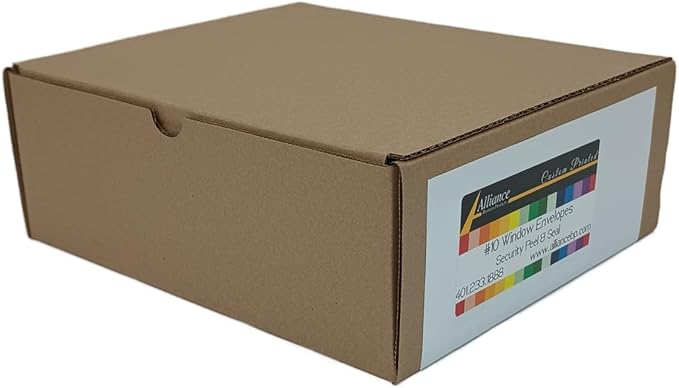 500#10 Custom Printed Single Left Window Self Seal Security Envelopes, Text and Logo Customization, Self Sealing Closure, Security Tinted, Size 4-1/8 x 9-1/2 Inches, 24 LB, 500 Count