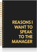 Mhfpl Reason I Want to Speak to The Manager Black Golden Spiral Blank Notebook, Sarcastic Journal Gifts for Leader Best Friend Sister, Humor Office Notebook for Boss Lady Entrepreneur Business Owner