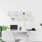 Uoisaiko 12" Large Bulletin Board with 30 Push Pins, Pack of 8 Hexagon Felt Pin Board Notice Boards for Home Office Kitchen, Felt Wall Tiles for Photos Memos
