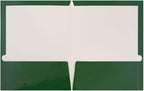 JAM PAPER Laminated Two Pocket Glossy School Folders - Letter Size - High Gloss Green - 6/Pack