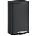 SONGMICS 13 Gallon (50 L) Trash Can, Stainless Steel Kitchen Garbage Can, Recycling or Waste Bin, Soft Close, Step-On Pedal, Removable Inner Bucket, Black ULTB050B01