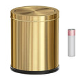 YOJIA 4 Gallon Gold Bathroom Trash Can with Lid, Metal Brushed Waste Basket, Modern Garbage Can for Bedroom Powder Room Hotel Living Room Office Home (Gold)