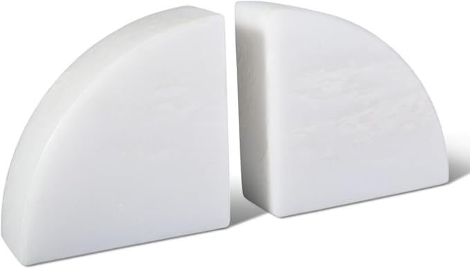 Karibiber Marble Bookend for Shelves, Non-Skid Bookends for Heavy Books, Heavy Duty Book Stopper for CDs, Luxury Book Shelf Holder, Quarter Circle Design Book Ends Decorative, Namib Fantasy, Set of 2