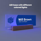 EGD Acrylic Desk Name Plate Personalized with Logo I Custom Office Desk Accessories I Custom Name Plate with Color Options I Cute Office Decor (10 x 3.5 Inch) (2. Acrylic with Logo)