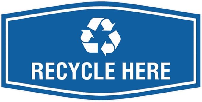 Fancy Recycle Here Sign (Blue) - Small