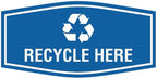 Fancy Recycle Here Sign (Blue) - Medium
