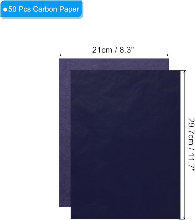 PATIKIL Carbon Paper, 50 Sheet A4 Graphite Transfer Tracing Copy Paper for Tracing Drawing Writing on Wooden Canvas Paper 8.3" x 11.7" Blue