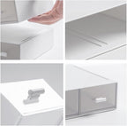 Desk Organizer-Stackable Storage Drawers, Plastic Compact Desk Storage Box Perfect for Collection Small Item/Cosmetic Office Organizer - 3 drawers (White)
