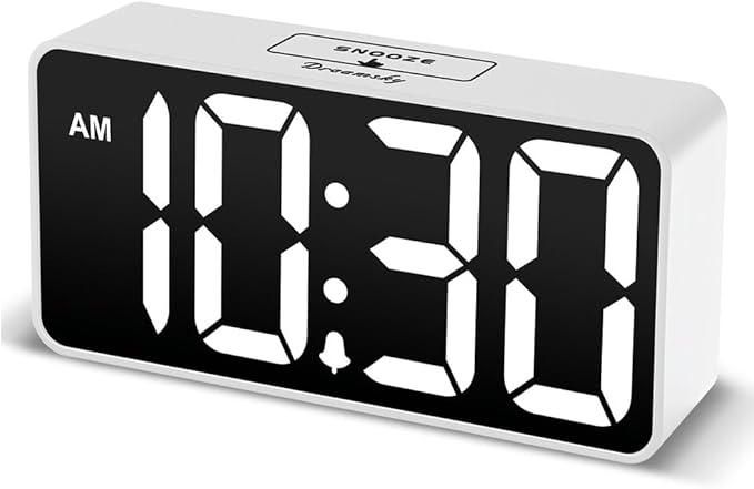 DreamSky Small Digital Alarm Clock for Bedroom, Large Big Numbers Display with Brightness Dimmer, Electric Bedside Desk Clock with USB Charging Port, Adjustable Alarm Volume, USB-C Adapter Powered