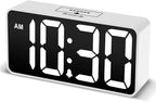 DreamSky Small Digital Alarm Clock for Bedroom, Large Big Numbers Display with Brightness Dimmer, Electric Bedside Desk Clock with USB Charging Port, Adjustable Alarm Volume, USB-C Adapter Powered