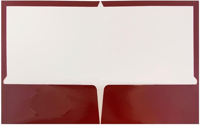 JAM PAPER Laminated Two Pocket Glossy School Folders - Letter Size - High Gloss Maroon Red - Bulk 100/Box