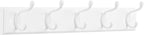 SONGMICS Wall-Mounted Coat Rack, Hook Rack, 5 Dual Metal Hooks, for Coats, Bags, Keys, in The Entryway, Bedroom, Living Room, White ULHR235W01
