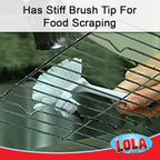 LOLA Pro Utility All Purpose Kitchen Cleaning Brush, 6 Pack, Durable Bristles, Comfort Ergonomic Rubber Non-Slip Grip, Built-in Food Scraper