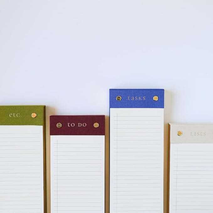 Graphique Post-Bound List Pad Luxe Collection, Perforated Sheets To-Do Notepad, Hardcover Binding, Gold Foil Embossing, 100 Pages, 4” x 9.75”, Taupe
