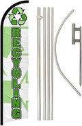 Recycling Windless Banner Advertising Flag & Pole Kit - Perfect for Recycling Centers, E-waste Centers, Electronics Stores