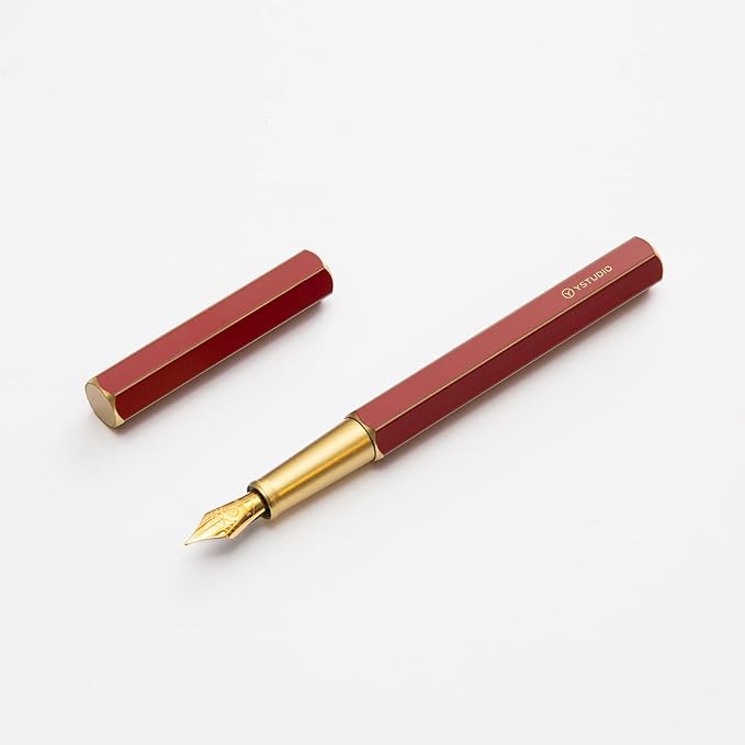 YSTUDIO Stunning Classic Revolve Fountain Pen, Schmidt Gilded Nib, Best Pen Gift Set for Men & Women, Professional, Executive Office, Nice Pens（red，M nib）