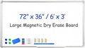 DEVELOP Large Magnetic Dry Erase Board 36 x 72 Inch, 3' x 6' Wall Mounted White Board with Aluminium Frame & Detachable Marker Tray, Magnetic Whiteboard for Home School Office