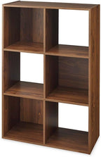Whitmor 6 Cube Bookcase Storage Organizer, 3 Tier Stackable MDF Bookshelf, Open Storage Display Shelf, Storage Cabinet for Living Room, Bedroom, Home, Office, 23.9" L x 11.7" W x 35.5" H, Walnut