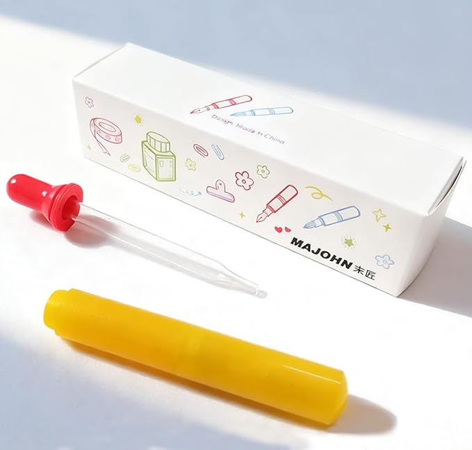 czxwyst Majohn Wancai 2.0 Mini Pocket-Size Eyedropper Fountain Pen (F Nib 0.5mm, Lemon Yellow)