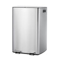 Garvee 16 Gallon (60 L) Dual Trash Can, Stainless Steel Garbage Bin with Plastic Inner Buckets, Commercial Trash Can with Soft-Close Lids & Pedals, Double Compartment Recycling Bin for Kitchen, Sliver