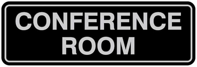 Standard Conference Room Sign - Black/Silver - Small 5 Pack