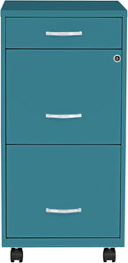 Lorell LYS SOHO Box/File/File Teal Mobile Cabinet, 3 Drawer