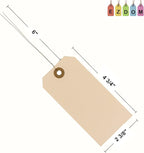 Label Tags with Wire Attached - 4 3/4" x 2 3/8" Box of 100 Blank Manila Tags with Reinforced Hole and Metal Wire Ties, Labels with Wire
