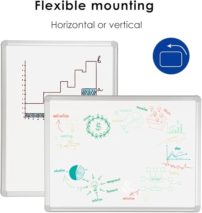 DEVELOP Large Magnetic Dry Erase White Board 60 x 36 Inches, Wall-Mounted 5' x 3' Whiteboard for Home Office School, Silver Aluminium Frame with Detachable Marker Tray, 4 Markers 1 Eraser 4 Magnets