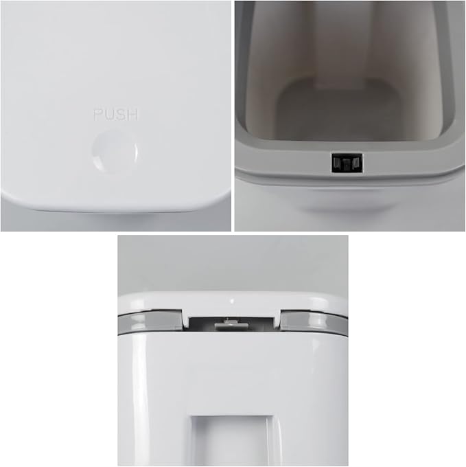 Idomy 0.5 Gallon Tiny Desktop Push-Button Trash Can, Mini Garbage Can, Gray