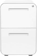 Laura Davidson Furniture Stockpile 2 Drawer Mobile File Cabinet with Lock - Under Desk Metal Filing Cabinet, Legal/Letter File Folders, Wheels and Stationary Feet, Pre-Assembled, White