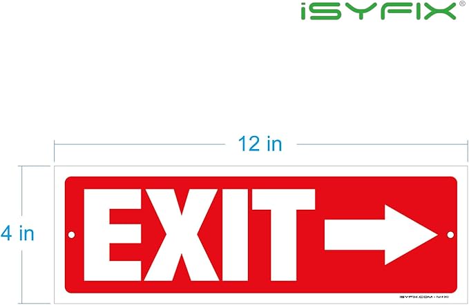 iSYFIX Exit Signs - 12 Pack 12x4 Inch Directional Arrow Signs, 40 mil Polystyrene Plastic, UV Laminated, Scratch & Fade Resistant, Waterproof - Ideal for Office, Theater, School, Business