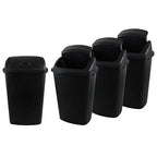 Uumitty 4 Packs 13 Gallon Plastic Tall Swing Top Garbage Can, Swing Lid Kitchen Trash Can, 25.6 Inch High, Black
