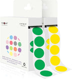 PARLAIM 2 Rolls 2000PCS 3/4" Round Circle Color-Code Dot Stickers,2 Color Style Colorful Coding Label Sticker for Home Office Classroom(Green+Yellow)