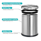 YOJIA 4 Gallon Stainless Steel Waste Bin,Small Metal Garbage can with Shake Lid,Paper Backet with Flipping Lid, Large Capacity Trash Can, for Kitchen,Bathroom,Living Room,Office,Hotle (Silver)
