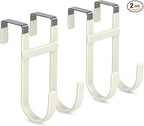 FYY Over The Door Hooks - 2 Pack Heavy Duty Dual-Hook Organizer Hanger with Non-Slip Rubber for Towels, Clothes, Hats & Bags Use in Bathroom, Bedroom, Kitchen - Fits Interior Doors Up to 1 3/8" Beige