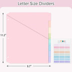 SKYDUE Pastel Binder Dividers with Pockets – 8-Tab Durable Plastic Dividers for 3-Ring Binder, Single Pocket File Organizers with Matching Label Stickers