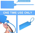200Pcs Plastic Seals Shipping Label Tags, Writable Marker Big Sign Tie for Logistics, 255mm Total Length Self Locking Inventory Waterproof Tag Fastener (Blue)