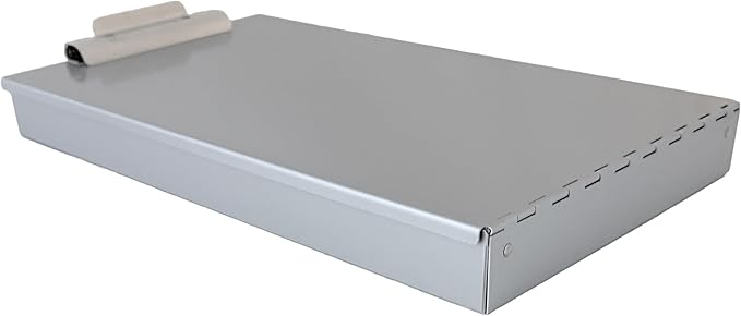 Saunders Metal Clipboard with Storage, Silver Single Layer Nursing Clipboard Folio, Legal Size Paper Organizer, Steel Clip with Self Locking Latch, Form Holder for Office, School & Work - Made in USA
