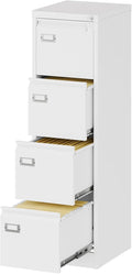 Fesbos File Cabinets - 4 Drawers Vertical 17.8" Deep Lockable Filing Cabinet - White Metal Storage Cabinets for Home Office to Hanging Files Letter/Legal/F4/A4 Size