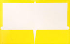JAM PAPER Laminated Two Pocket Glossy School Folders - Letter Size - High Gloss Yellow - Bulk 25/Pack