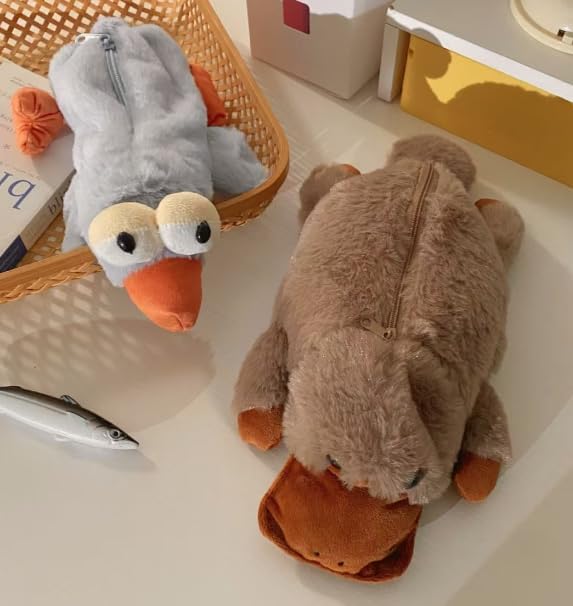 ZQW Cute Animal Pencil Case with Zipper - Multifunctional Cosmetic Makeup Organizer Bag, Small Pouch for Jewelry Travel Essentials & Daily Carry (Platypus)