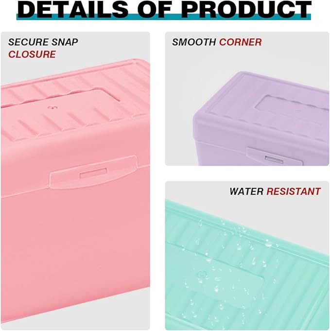 H4D Index Card Holder 3x5, Index Card Box Organizer Case, 3x5 Flash Note Card Holder, 3 Packs (Pastel Colors)