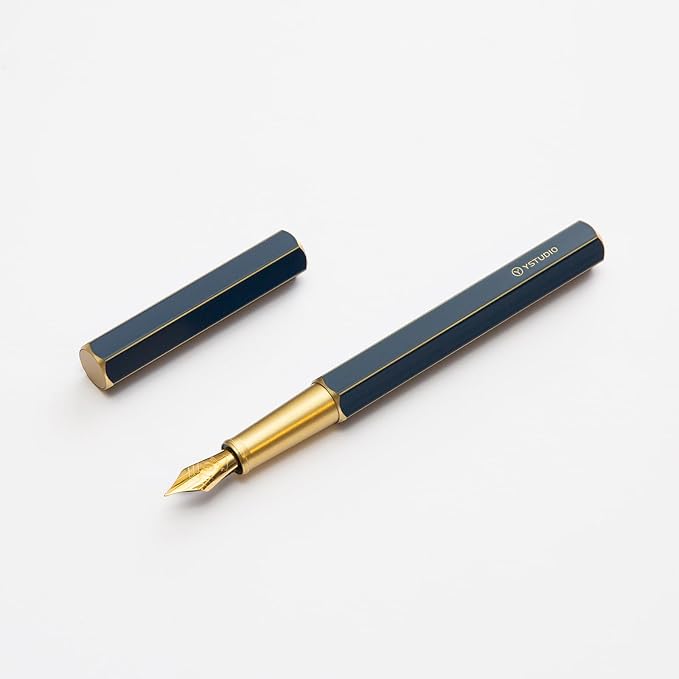YSTUDIO Stunning Classic Revolve Fountain Pen, Schmidt Gilded Nib, Best Pen Gift Set for Men & Women, Professional, Executive Office, Nice Pens（brass，M nib）